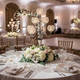 Silver Candle Holders for Table Centerpiece 7 Arms Tall Crystal Candelabra Home Wedding Decor Christmas Decorations