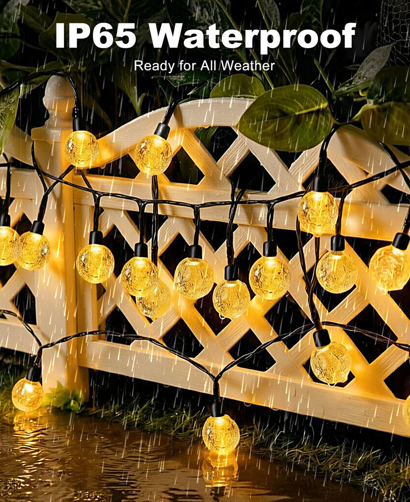 2 Pack Solar String Lights Outdoor, Total 98FT 100 LED Crystal Globe