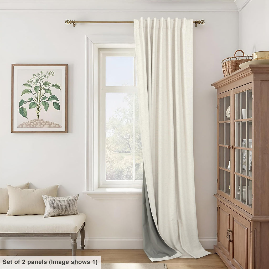 Extra Wide 70 Inch Blackout Curtains 96 Inches Long Rustic Boho Room Darkening Textured Linen Drapes Office Insulated