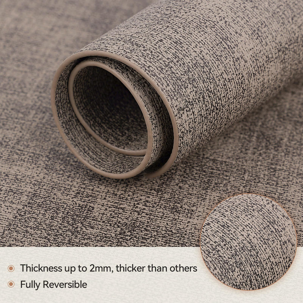 Round Table Placemats Set of 4, Faux Leather Wedge Place Mats, Camel