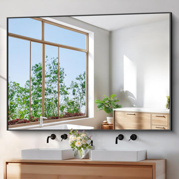 Bathroom Mirror, 60x40 inch Bathroom Mirrors for Over Sink, Large Wall Mirror Wall Mounted Rectangle Mirrors, Black
