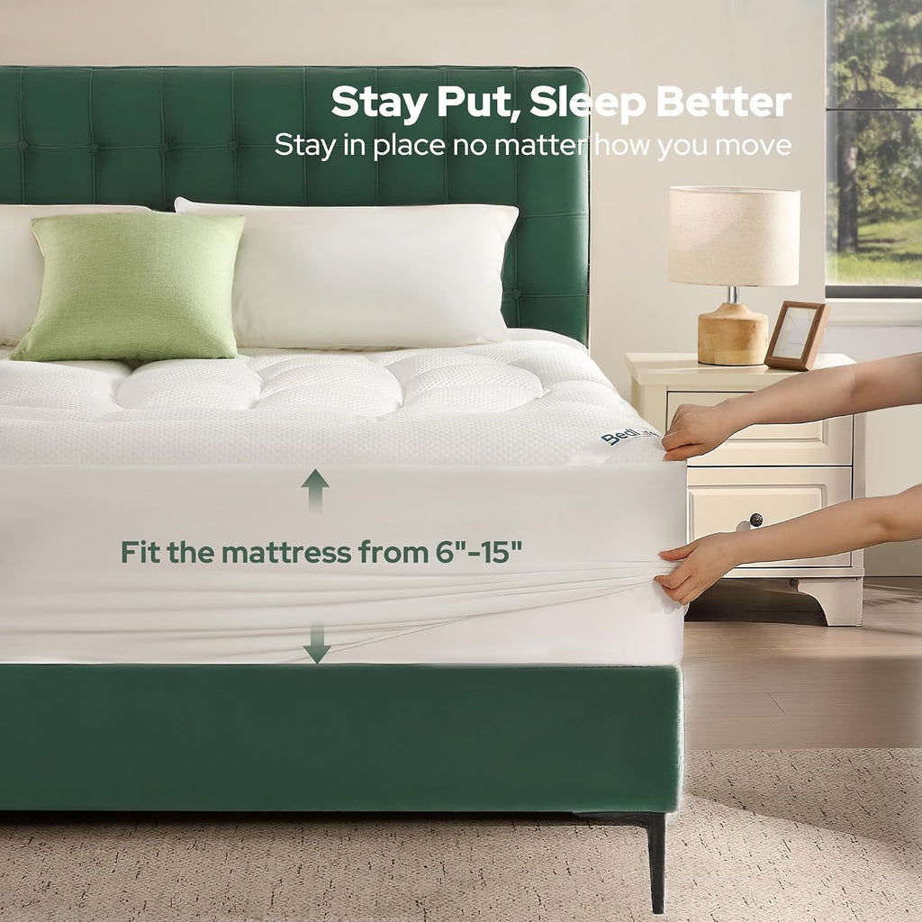 Full Size Mattress Topper, Soft TencelTM Blend Pillow Top Bed Pad | Extra Thick 800 GSM and Breathable Naturally