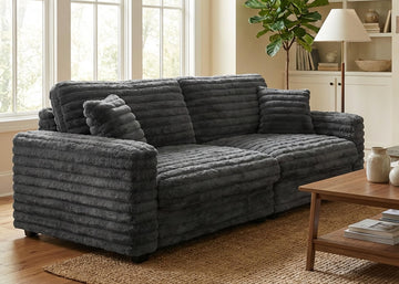 78.7" Corduroy Love Seat Sofa, Cloud Deep Seat Couch with Legs 2 Pillows, Fluff Corduroy Loveseat for Small Space