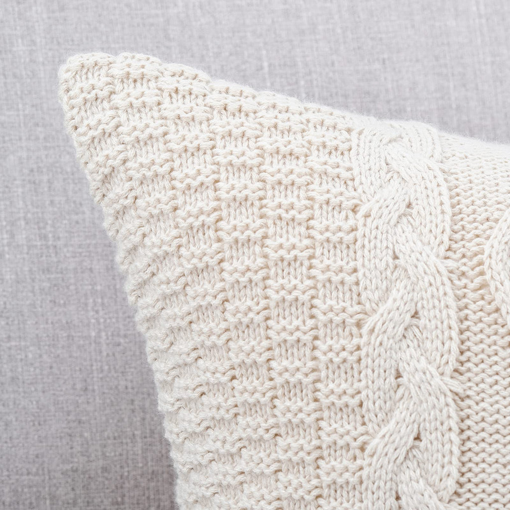 Cotton Knitted Beige Decorative Throw Pillow Covers Soft Cozy Outdoor Cushion Cases Luxury Modern Pillowcases for