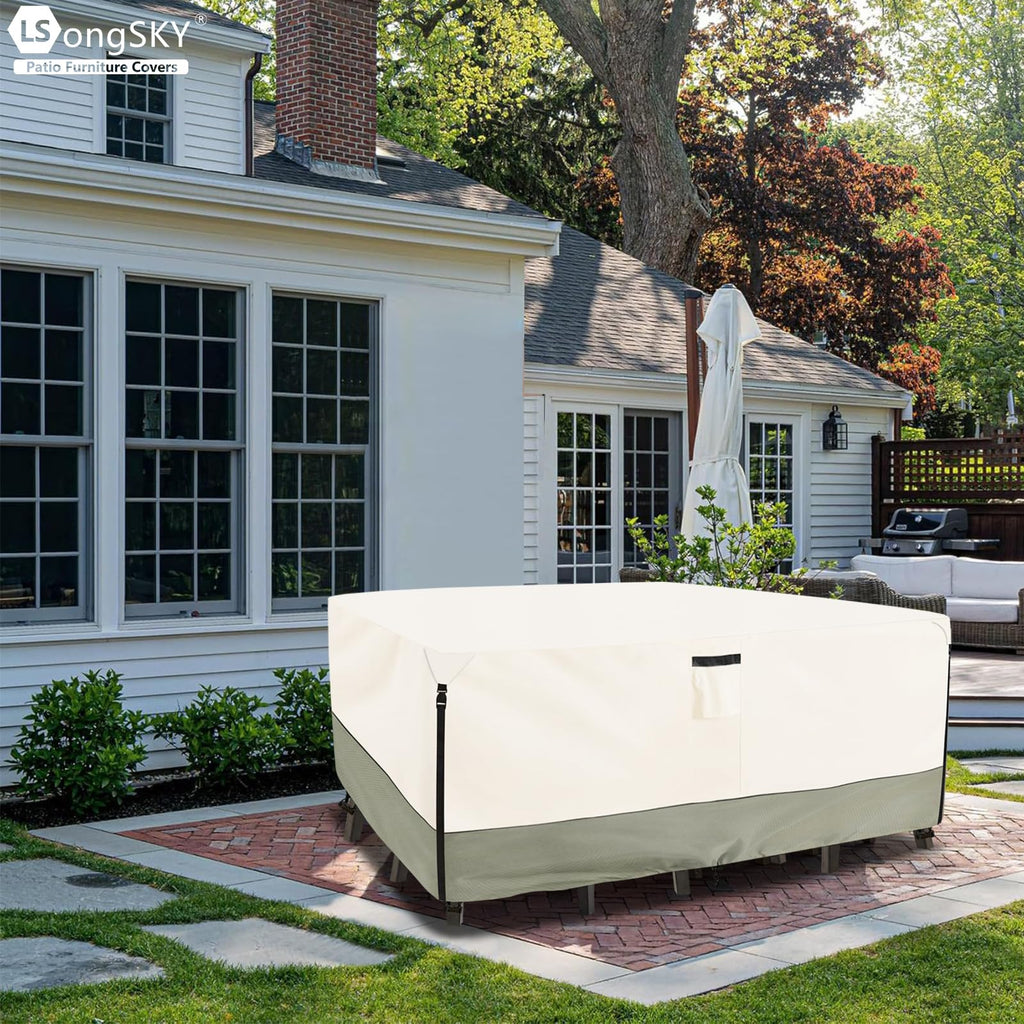 Outdoor Furniture Covers Waterproof, 600D Heavy Duty Patio Furnitures Covers for 6/7/8 PCS Sets Sectional Sofa Couch