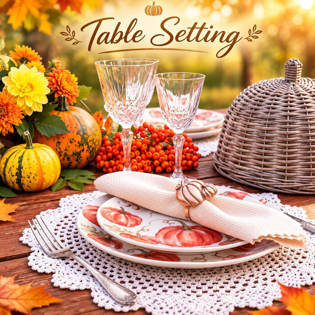 Fall Thanksgiving Napkin Rings Set,Autumn Metal Holders - Set of 8