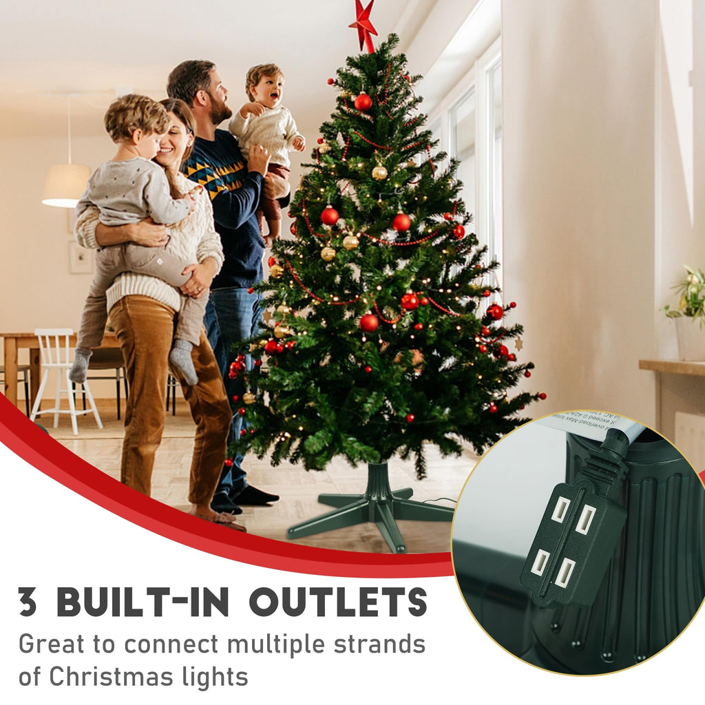 360 Degree Rotating Adjustable Christmas Tree Stand with Remote Control, Suitable for Up to 7.5 Feet Artificial