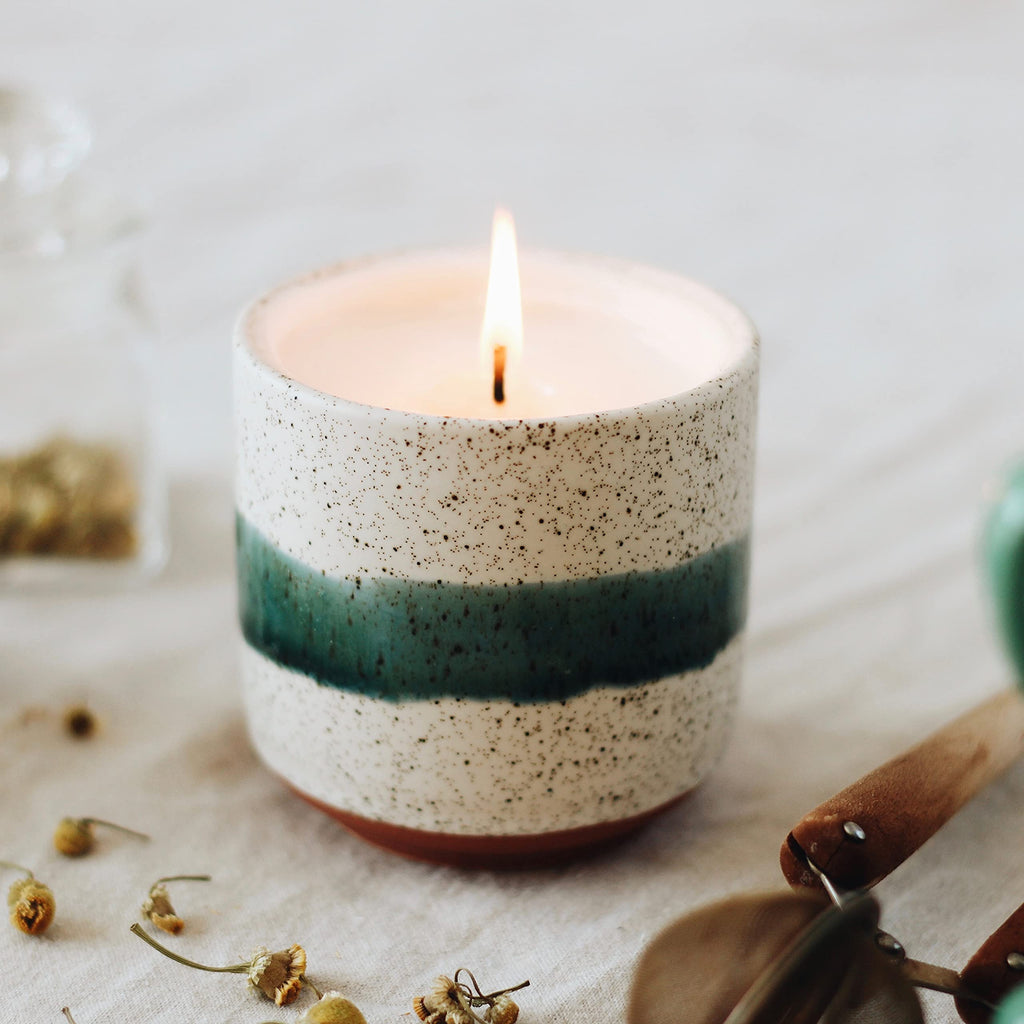 Mint & Eucalyptus Scented, 8.5oz Ceramic Pot, Aromatherapy Candles, 100% Soy, Edith