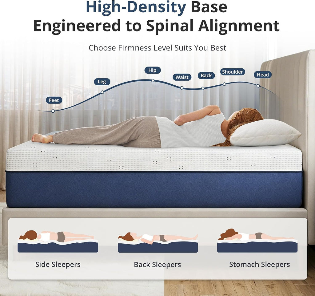 Queen Mattress 12 Inch Gel Memory Foam Mattress Medium Support | Mattress in a Box, Cooling Sleep, Pressure Relief