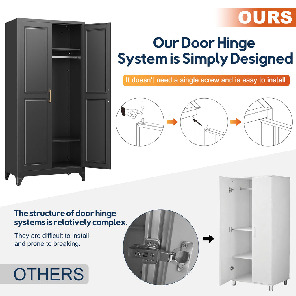 71'' Armoire Wardrobe Closet with Doors,Metal Wardrobe Cabinet