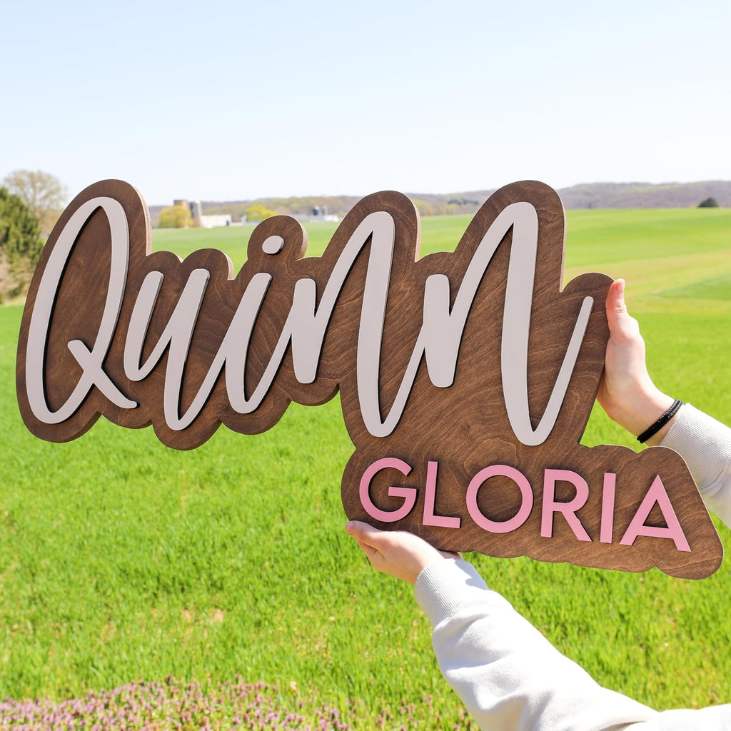 Wooden Name Signs, Baby Name Sign, Name Signs for Kids Room, Custom Plaque, Nursery Wall Art, (Quinn Gloria)