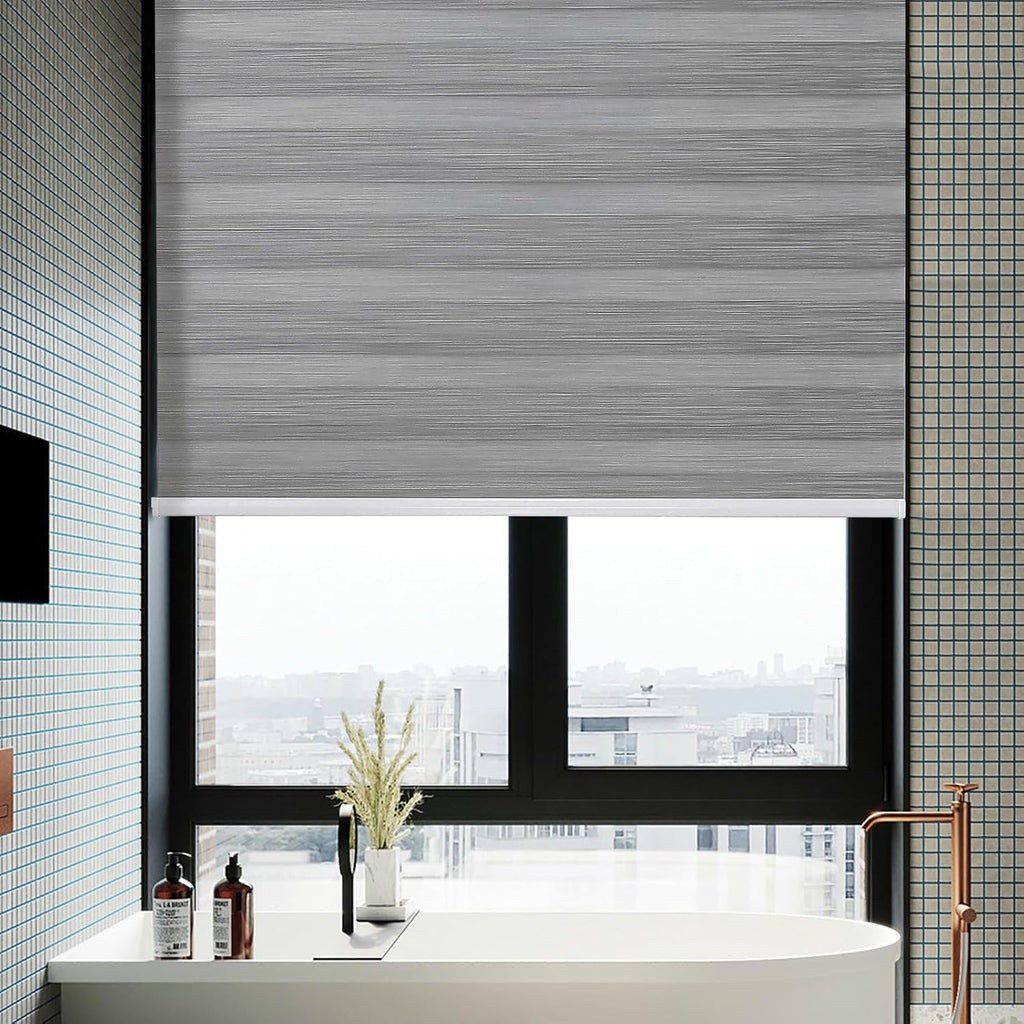 Cordless Zebra Blinds for Windows, Dual Layer Free-Stop Zebra Shades Privacy Light Control for Day and Night, Light