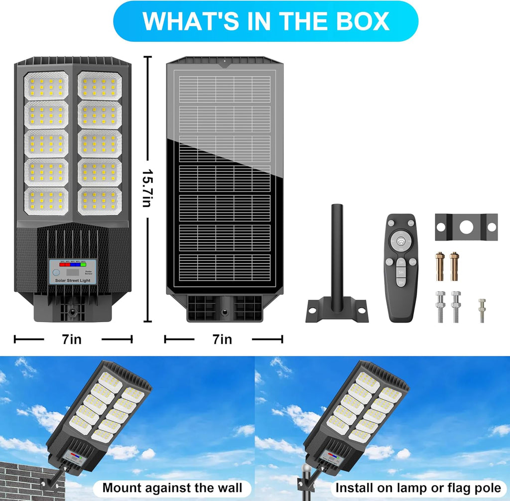 Solar Street Lights Outdoor Waterproof - LED Solar Flood Lights Outdoor Dusk to Dawn with Mention Sensor, Outdoor