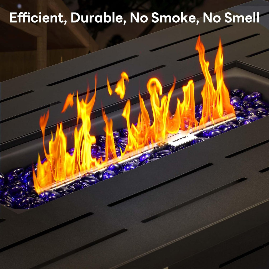 43 Inch Propane Fire Pit, 3-in-1 Multi-Use Outdoor Fire Pit Table, 50,000 BTU Steel Gas Fire Pit with Lid & Lava Rock