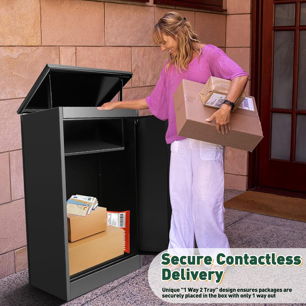 Package Delivery Boxes Drop Boxes with Secure Storage, Anti-Theft Galvanized Steel,Waterproof Package Delivery Box Porch