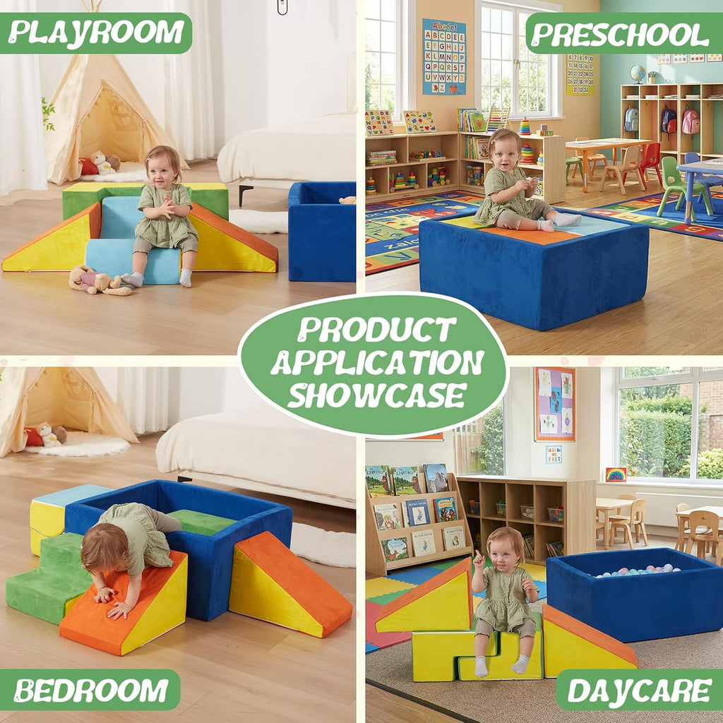 Piece Foam Climbing Blocks with Square Ball Pit for Toddlers, Colorful