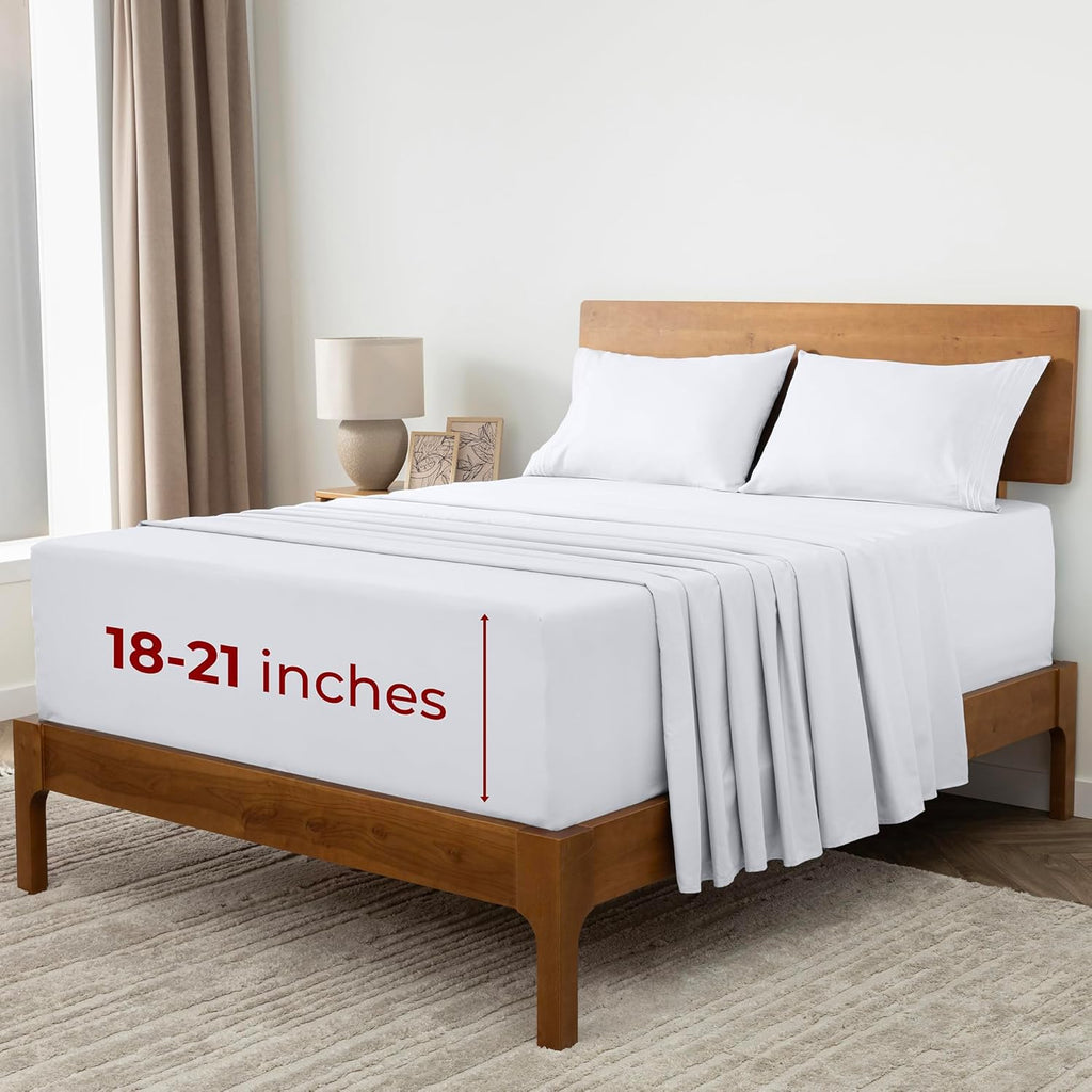 Extra Deep King Sheets - 4 PC Iconic Collection Bedding | Hotel Luxury, Ultra Soft, Cooling Bed Sheets - Wrinkle