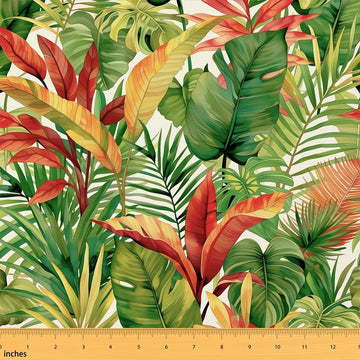 Palm Leaves Fabric by The Yard, Soft Polyester Tropical Plants Fabric for and Home Accents Bohemian Style Craft