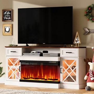70" Farmhouse with 3-Sided Glass Fireplace
