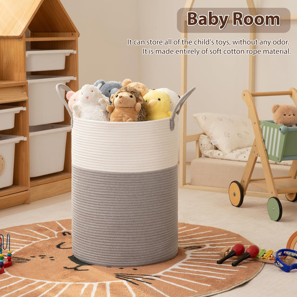 60L Nursery Hamper Laundry Basket Laundry Hamper Grey/White
