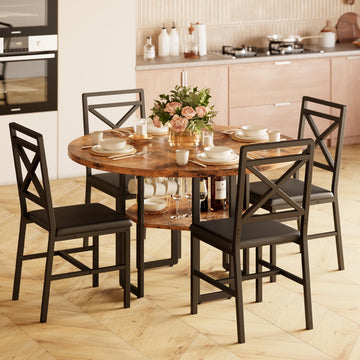 Dining Table Set for 4, 47.2 inch Round Kitchen Table and 4 Chairs