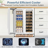Wine and Beverage Refrigerator, 24 Inch Beverage Cooler Dual Zone with Glass Doo