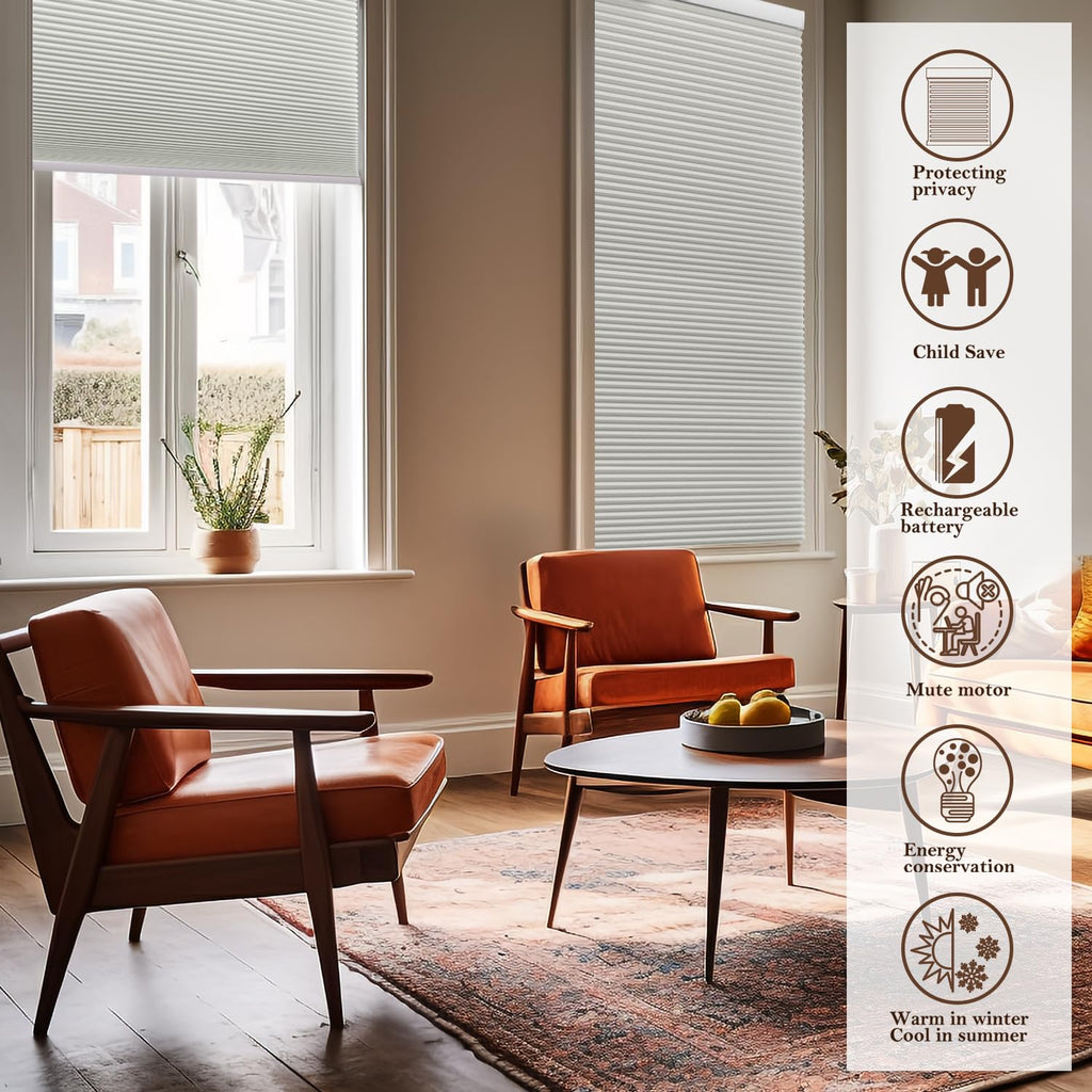 Motorized Blackout Cellular Shades Customized Size Thermal Insulation Window Blinds, Honeycomb Blinds, Club