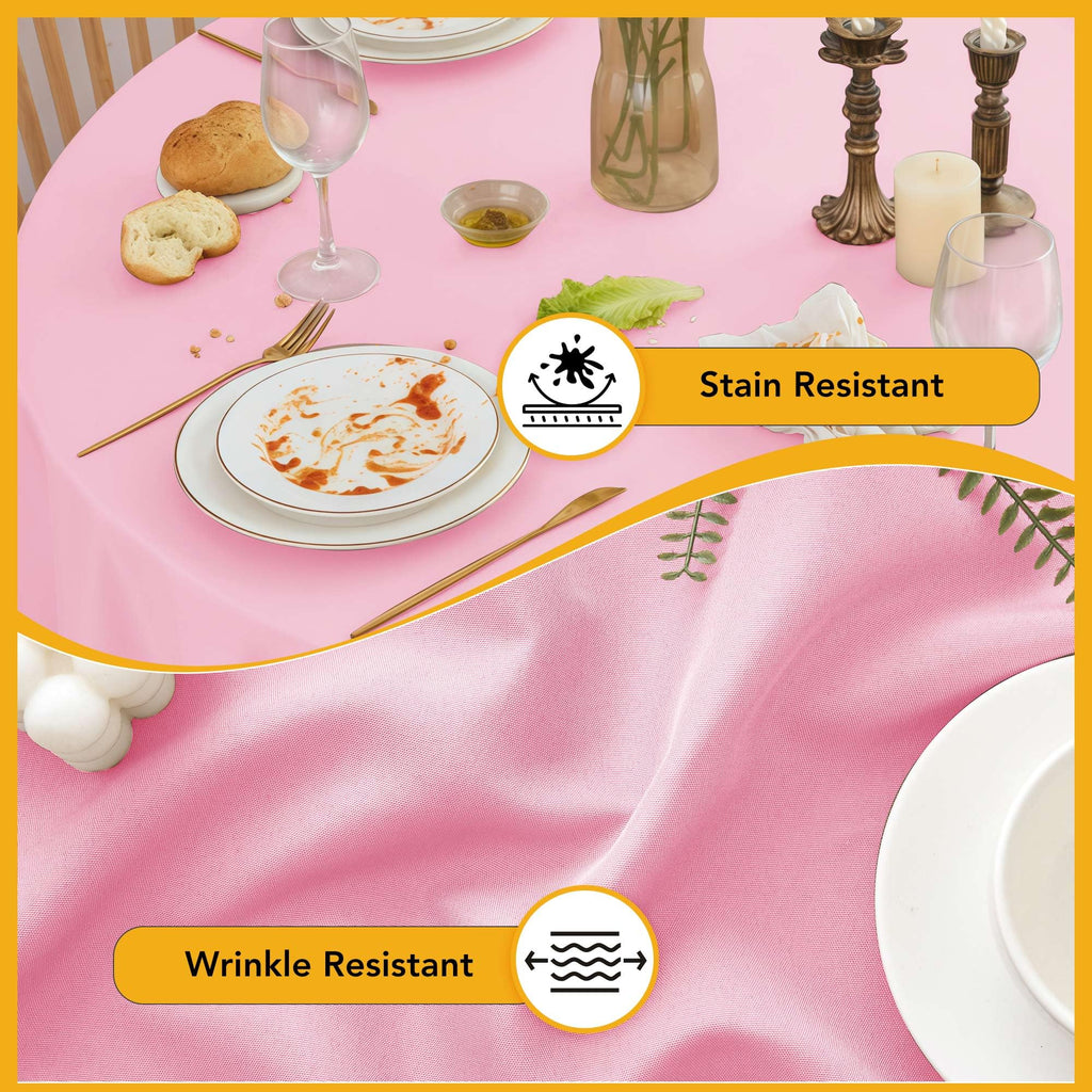 10-Pack Pink Round Tablecloths, 90 in, for 4-5 Ft Round Tables