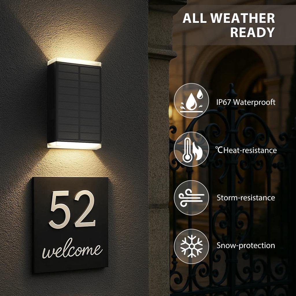 Solar Wall Light Outdoor, 3000/4000/6000K 3 Modes Dusk to Dawn Lighting Wall Sconce IP67 Waterproof Up and Down
