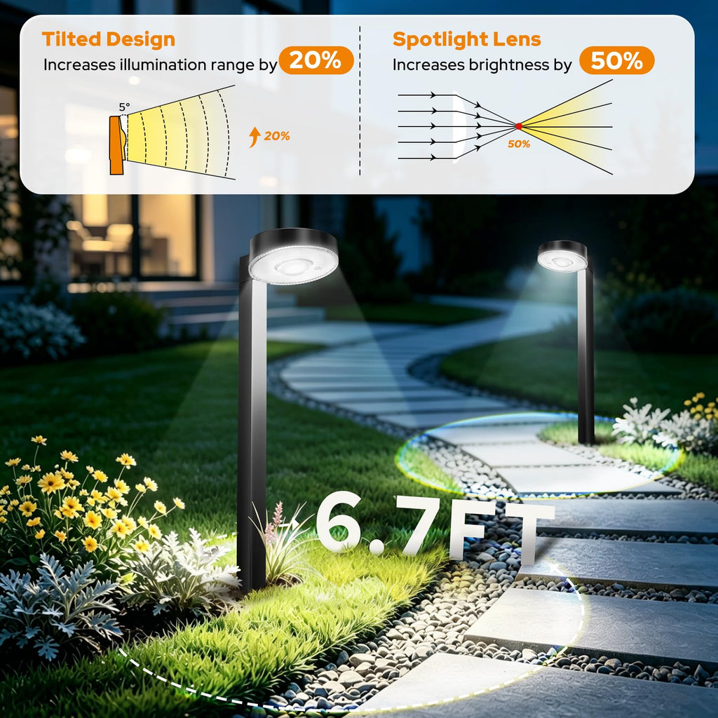 16 Pack Solar Pathway Lights Outdoor, 3 Color Temperatures Selectable CCT, Focused Ground Spot Lens, Brighter Up to