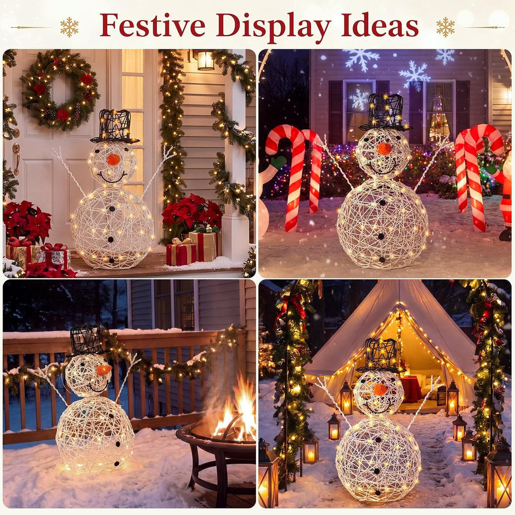 Christmas Snowman Outdoor Decoration Lighted Metal Wire