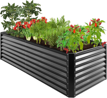 8x4x2ft Outdoor Metal Raised Garden Bed, Deep Root Planter Box for Vegetables, Herbs & Flowers, 478-Gallon Capacity