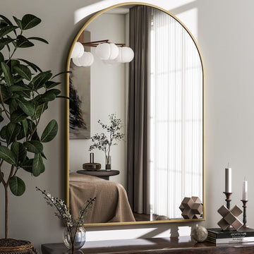 Arched Wall Mirror 26"x38" Gold Arch Bathroom Vanity Mirror