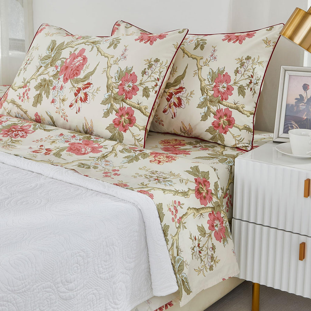 Sheets Set Floral Bedding Chinoiserie Blossom Farmhouse Luxury Grandmillennial Bedding Collections 100%