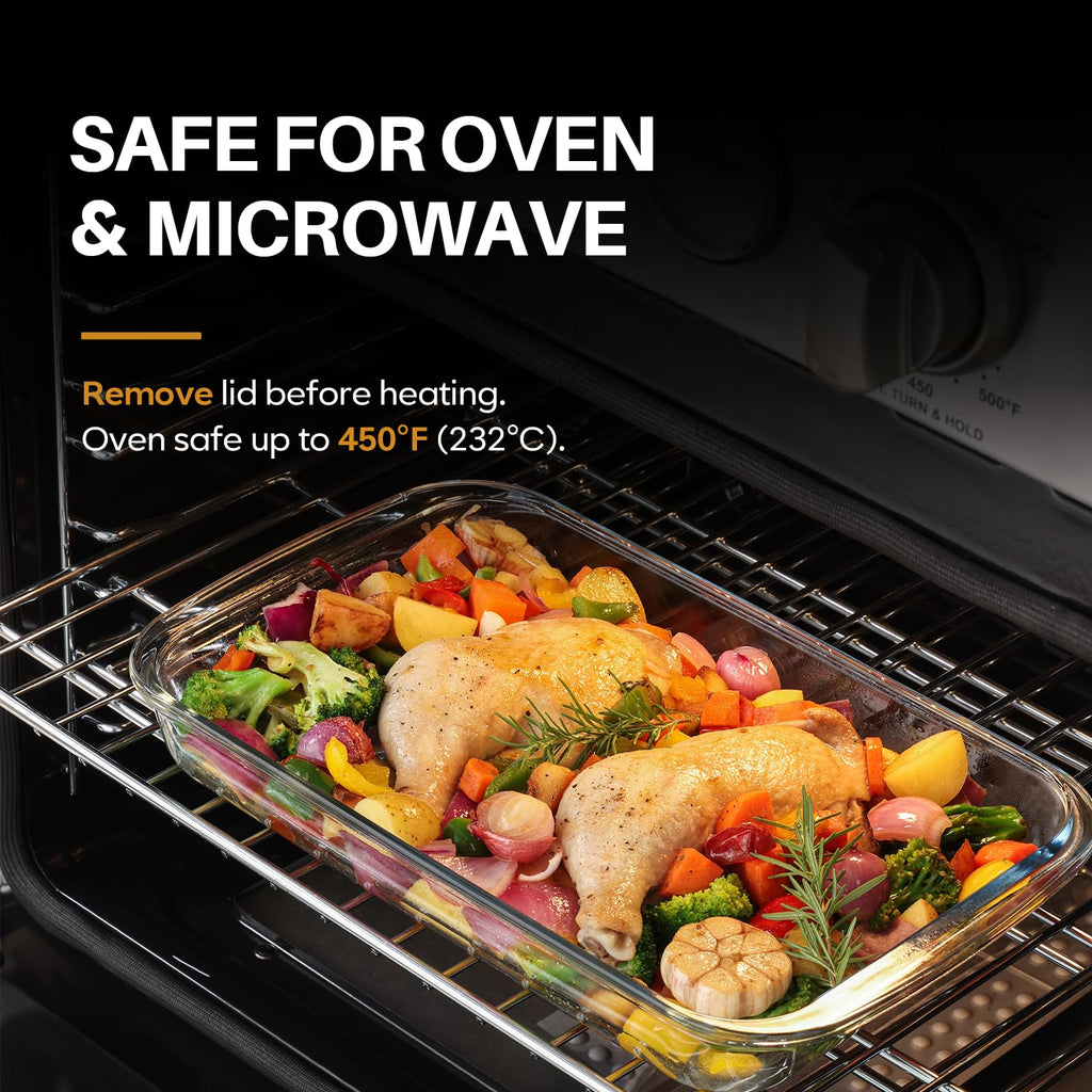 8-Piece Glass Baking Dish Set with Lids, Glass Casserole Dish