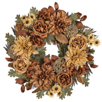 24in Fall Wreaths for Front Door Artificial Autumn Wreath