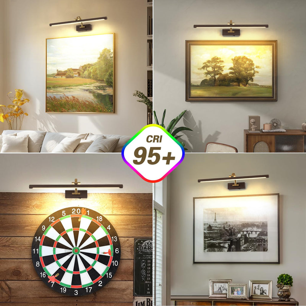 Wireless Picture Light, Wood Grain Finish Rechargeable Art Light