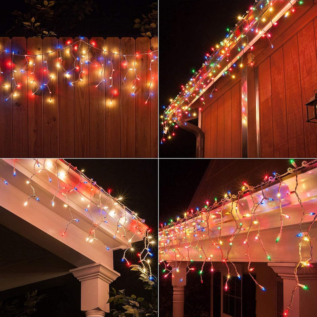 Christmas Icicle Lights, 35Ft 300 Count Incandescent, Multicolor