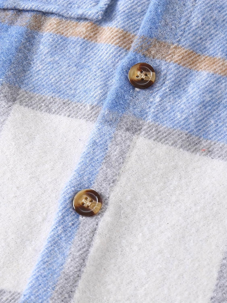 Boys Plaid Flannel Shirt 2 Piece Long Sleeve Tops Button Down Shirts