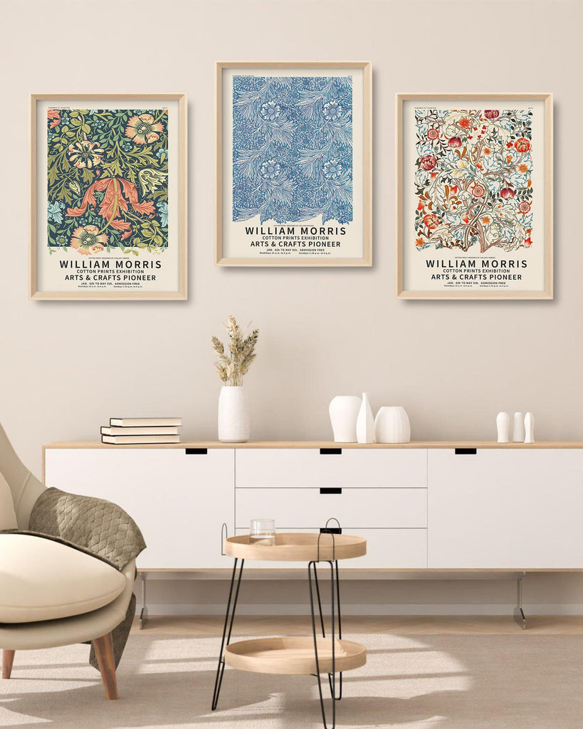 William Morris Wood Framed Wall Art, 12 x 16 Inch, Set of 3