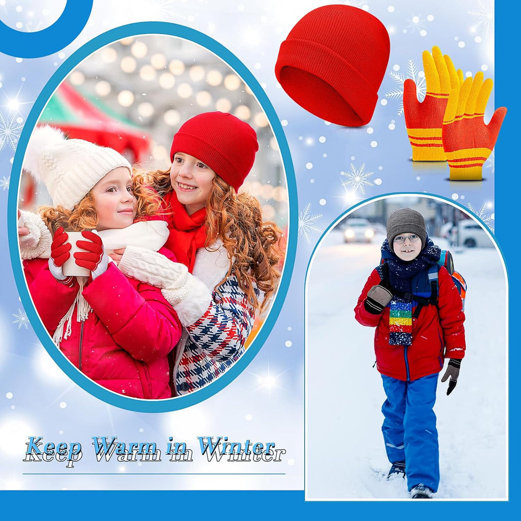24 Pcs Kids Hats and Gloves Sets