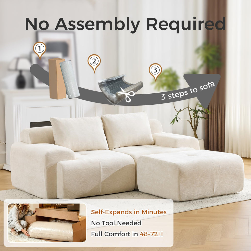85" Modular Sectional Sofa, Chenille Upholstered Boneless Couch, Modern Deep Seat Cloud Sectional Couches, Oversized