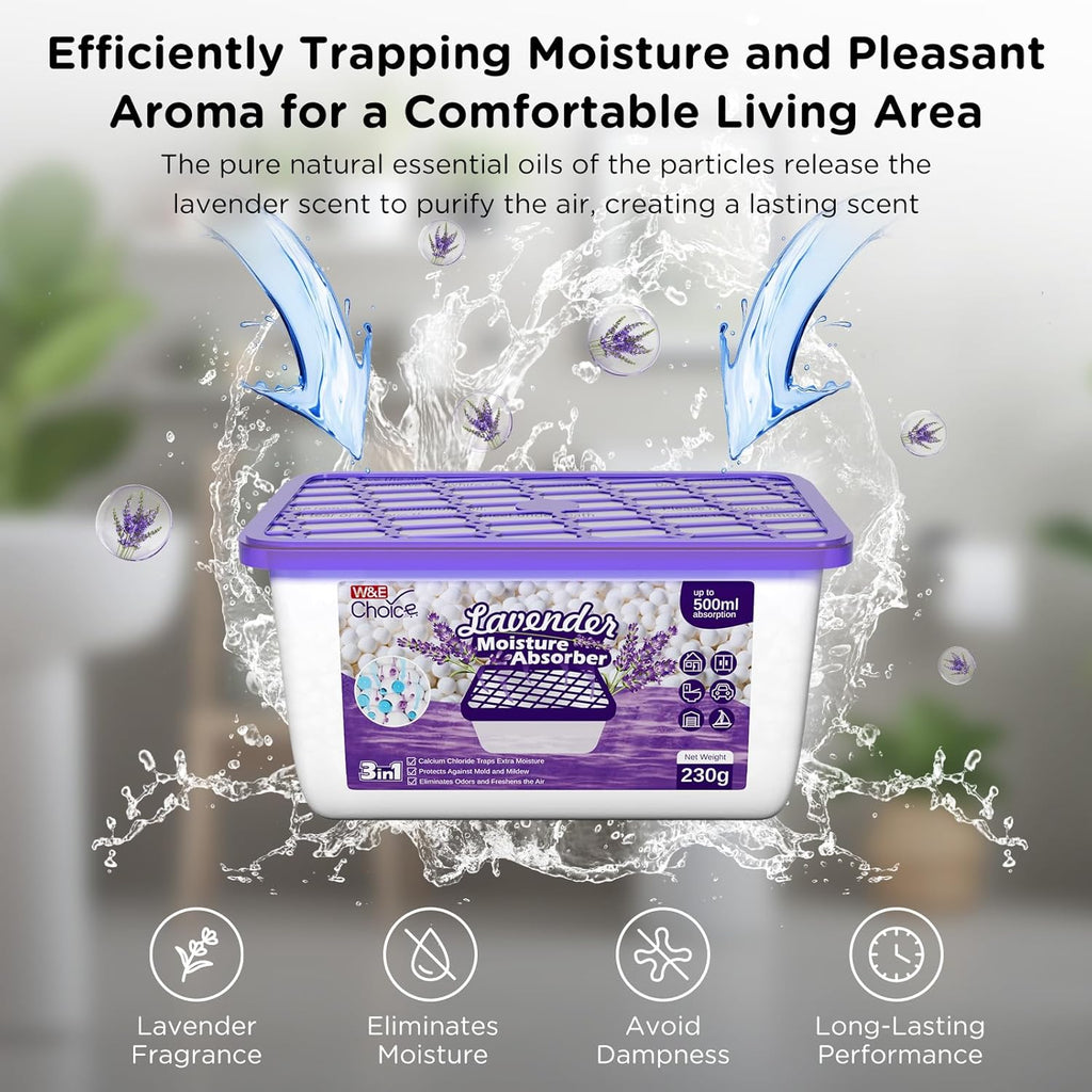 Moisture Absorbers with Lavender Scent, Portable Dehumidifier for Closet & Bathrooms, Kitchen