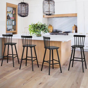 Windsor Wooden Barstools Set of 4 Island, Farmhouse 30 Inch Bar Height Stools Chairs with Spindle Back for Bar