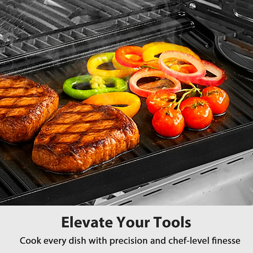 19.5x10.5 Reversible Cast Iron Griddle for Stovetop Gas Grill