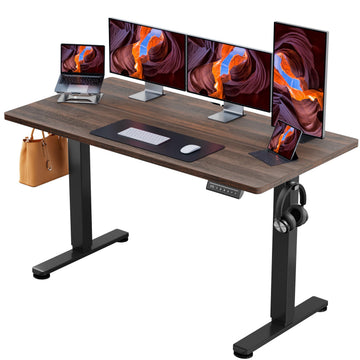Height Adjustable Electric Standing Desk, 63 x 28 Inches Sit Stand up Desk, Memory Computer Home Office Desk, Dark