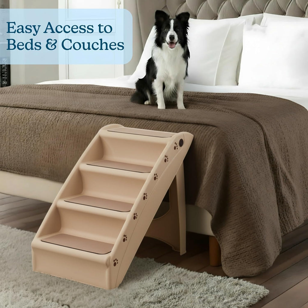 Pet Stairs - Home and Vehicle Foldable Nonslip Dog Steps with 4-Step Design