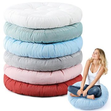 6 Pcs Vivid Color Large Floor Pillow Cushion, Round 22 x 22