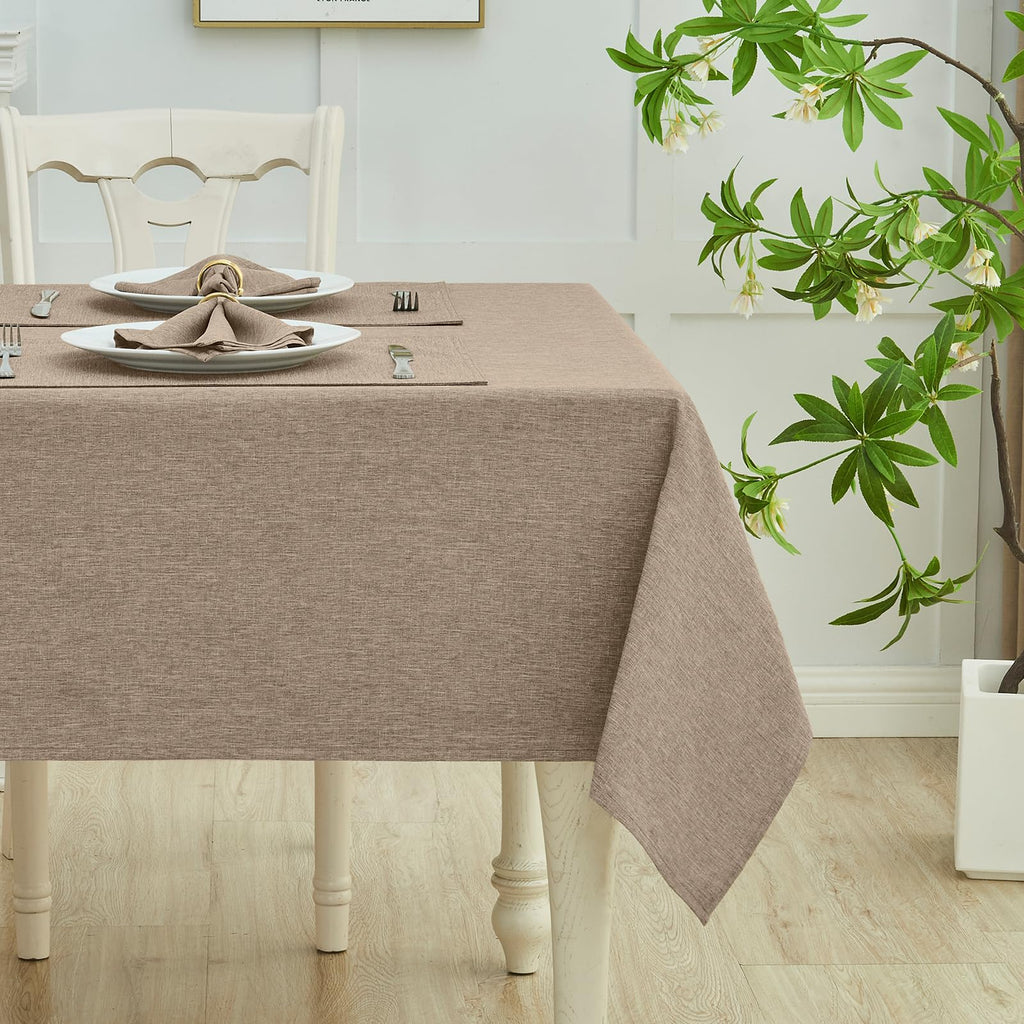 Flaxen 60x144 Rectangular Polyester Linen Farmhouse Tablecloth