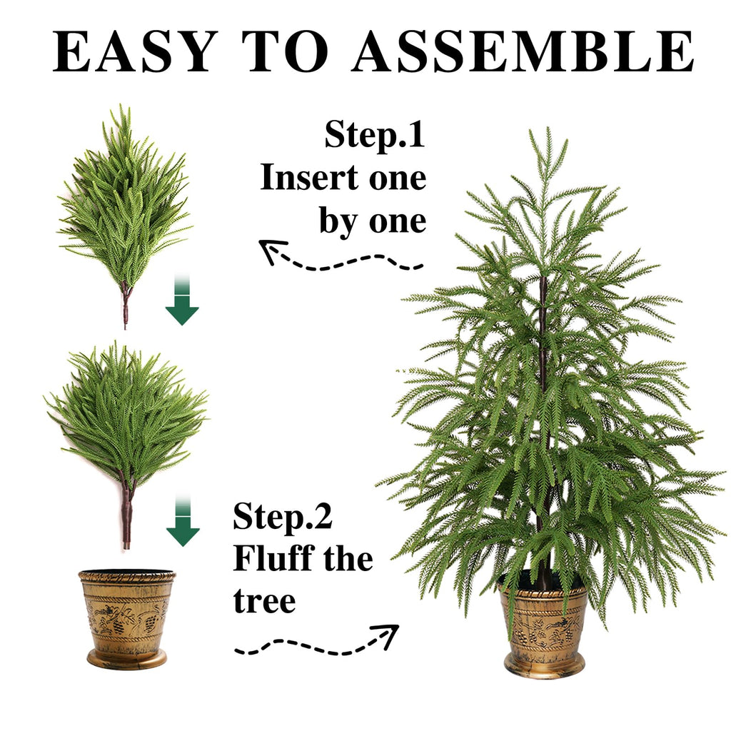 3ft Norfolk Pine Christmas Tree Artificial Small Potted, Set of 2